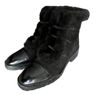 Nanette Lepore Ibiza Faux Suede/Faux Fur Fashion Boots - Black - 8.5